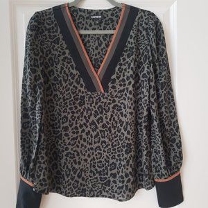 NWOT Express Colorblock Leopard Top